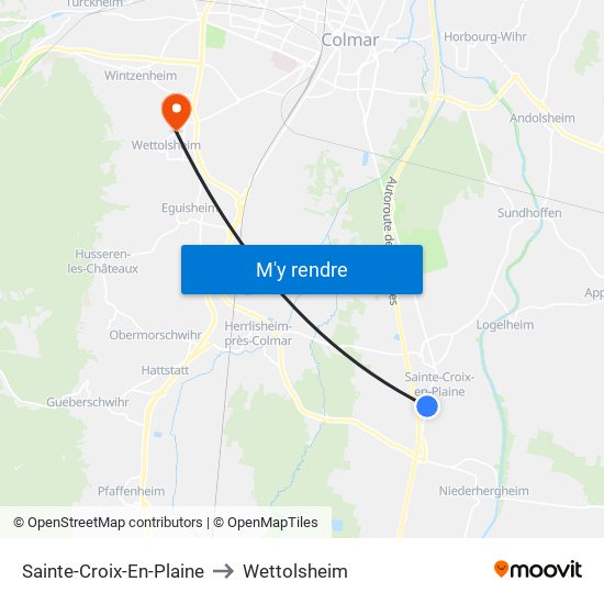 Sainte-Croix-En-Plaine to Wettolsheim map