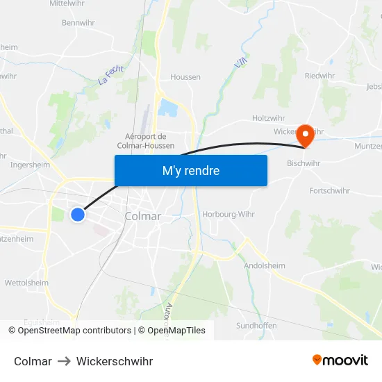 Colmar to Wickerschwihr map