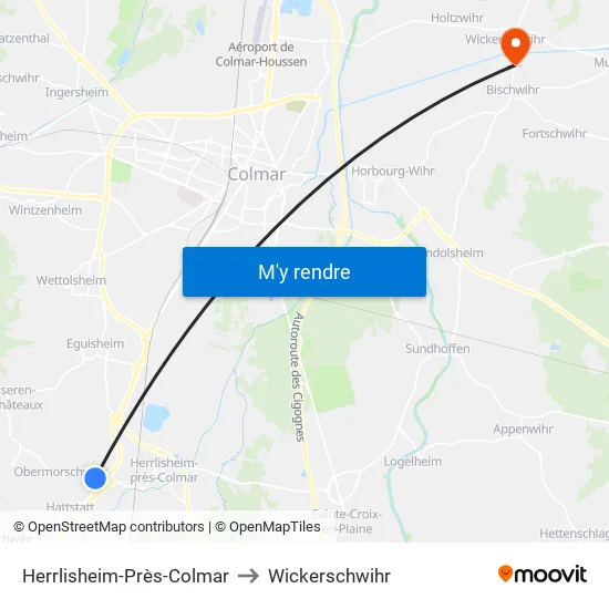 Herrlisheim-Près-Colmar to Wickerschwihr map