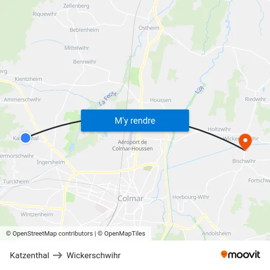Katzenthal to Wickerschwihr map