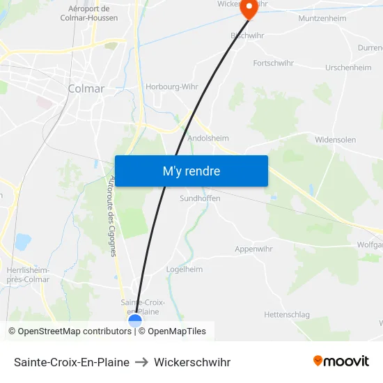 Sainte-Croix-En-Plaine to Wickerschwihr map