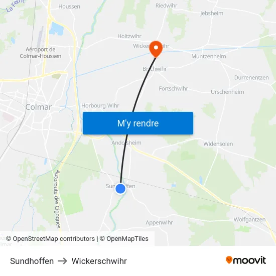 Sundhoffen to Wickerschwihr map