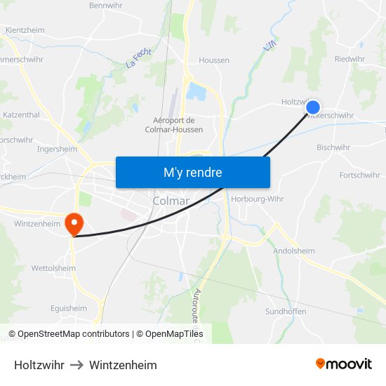 Holtzwihr to Wintzenheim map