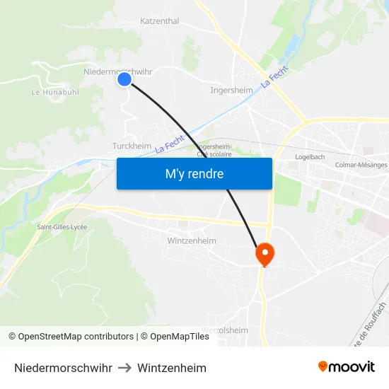 Niedermorschwihr to Wintzenheim map