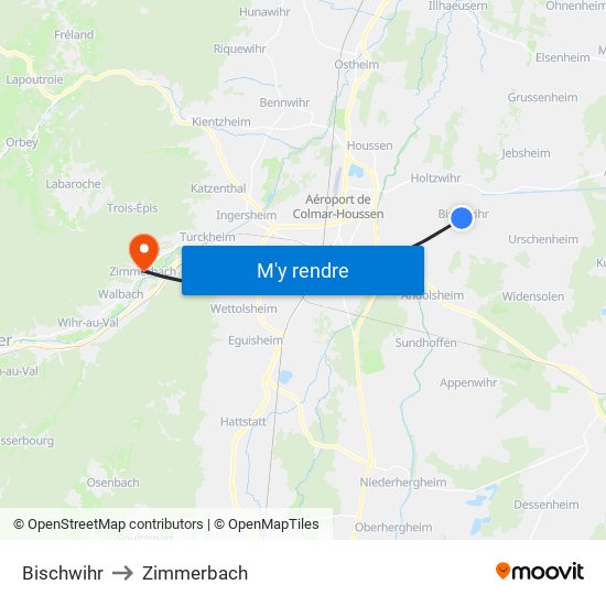 Bischwihr to Zimmerbach map