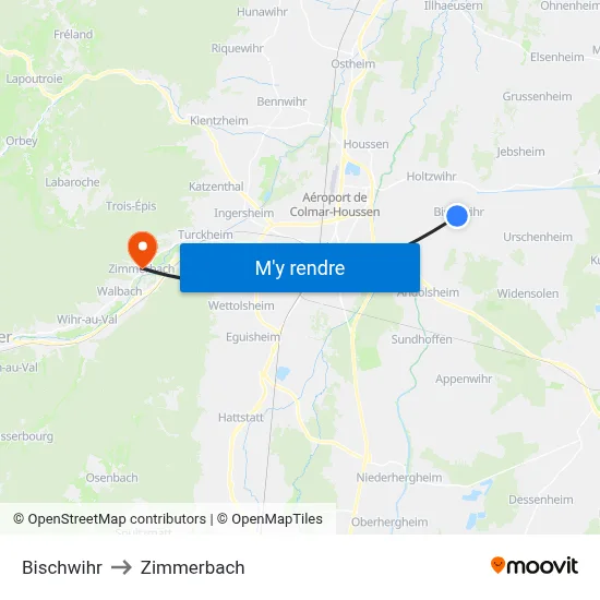Bischwihr to Zimmerbach map