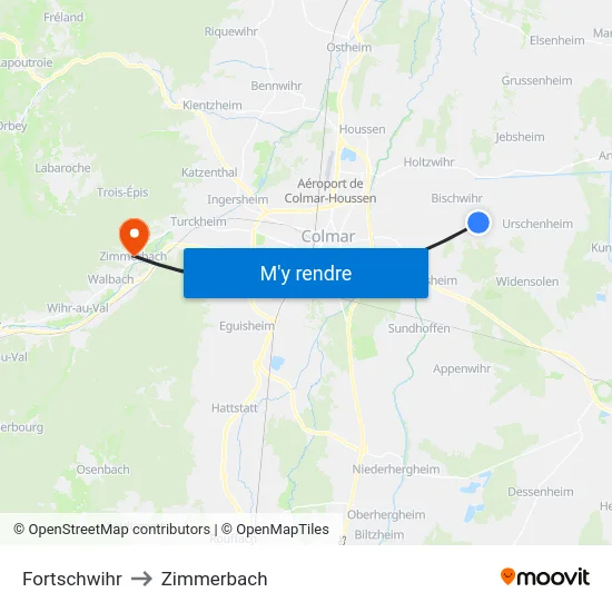Fortschwihr to Zimmerbach map