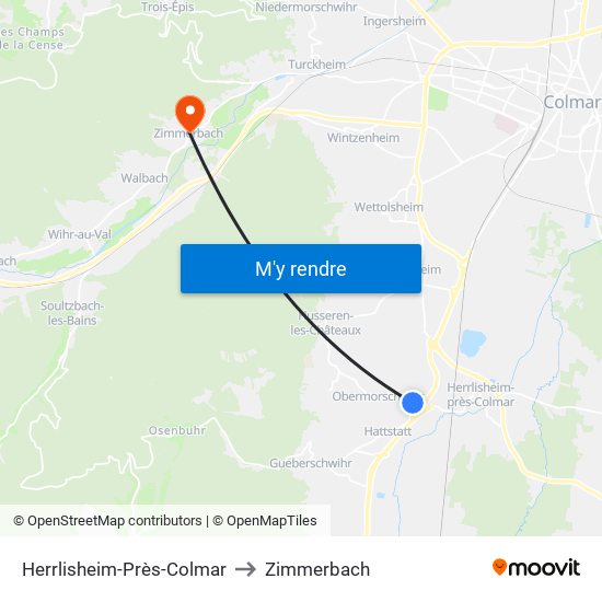 Herrlisheim-Près-Colmar to Zimmerbach map