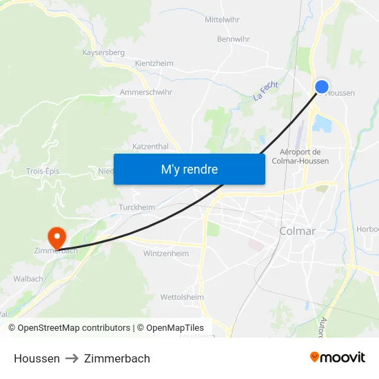 Houssen to Zimmerbach map