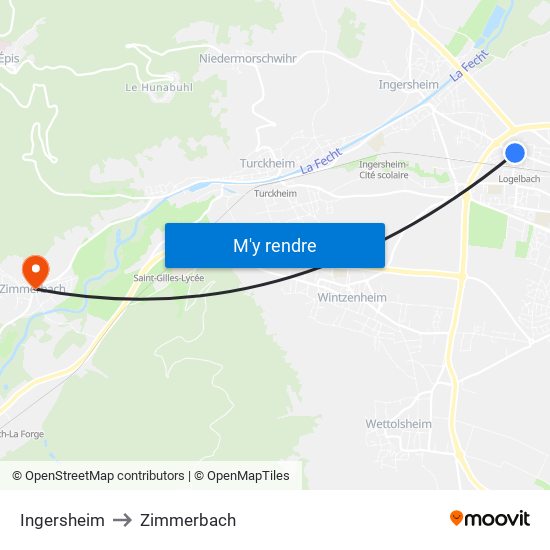 Ingersheim to Zimmerbach map