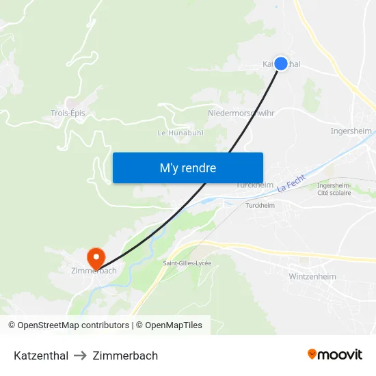 Katzenthal to Zimmerbach map