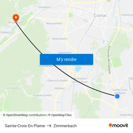 Sainte-Croix-En-Plaine to Zimmerbach map