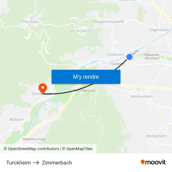 Turckheim to Zimmerbach map