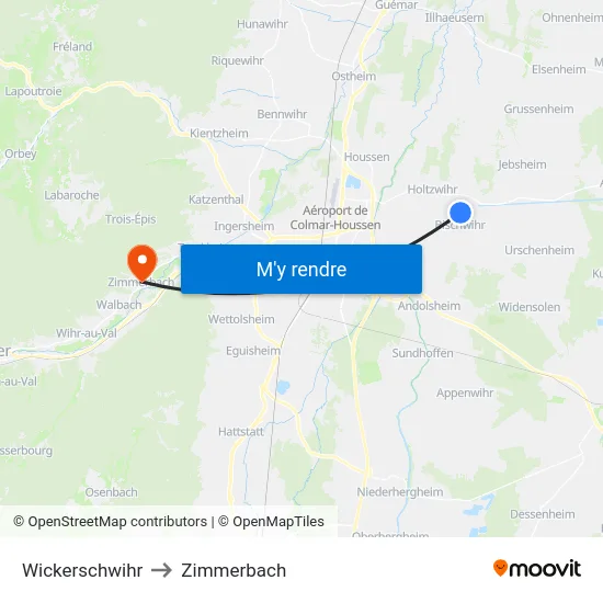 Wickerschwihr to Zimmerbach map