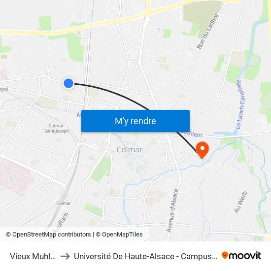 Vieux Muhlbach to Université De Haute-Alsace - Campus Grillenbreit map