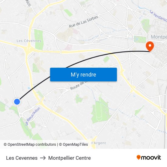 Les Cevennes to Montpellier Centre map