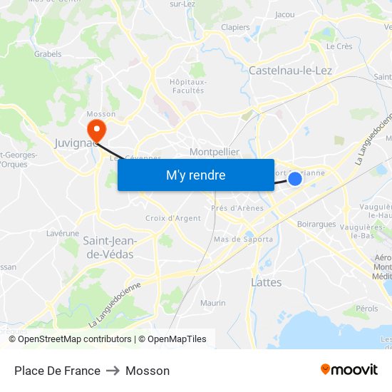 Place De France to Mosson map