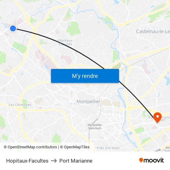 Hopitaux-Facultes to Port Marianne map
