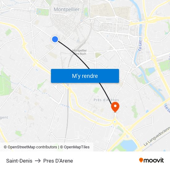 Saint-Denis to Pres D'Arene map