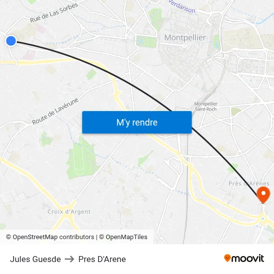 Jules Guesde to Pres D'Arene map
