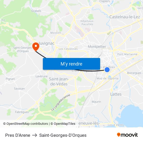 Pres D'Arene to Saint-Georges-D'Orques map