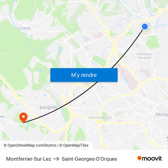 Montferrier-Sur-Lez to Saint-Georges-D'Orques map