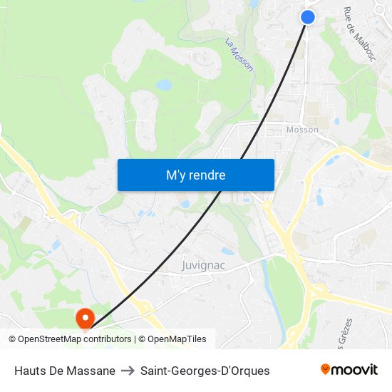 Hauts De Massane to Saint-Georges-D'Orques map