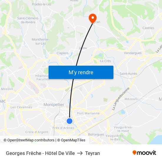 Georges Frêche - Hôtel De Ville to Teyran map