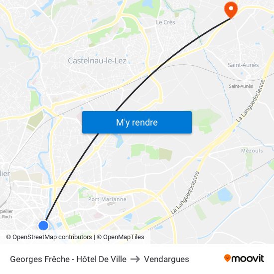 Georges Frêche - Hôtel De Ville to Vendargues map