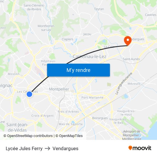 Lycée Jules Ferry to Vendargues map