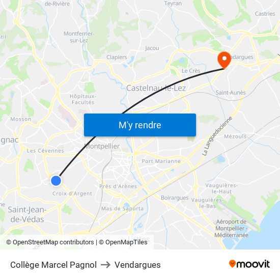 Collège Marcel Pagnol to Vendargues map