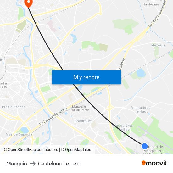 Mauguio to Castelnau-Le-Lez map