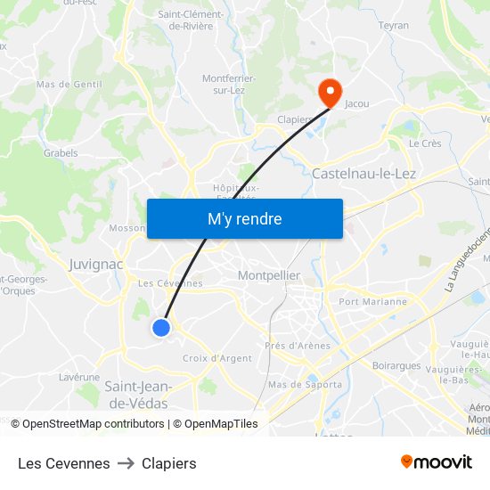Les Cevennes to Clapiers map