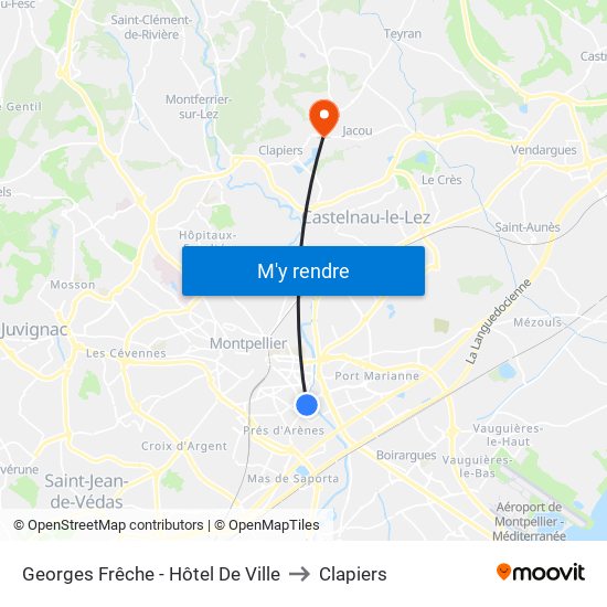 Georges Frêche - Hôtel De Ville to Clapiers map