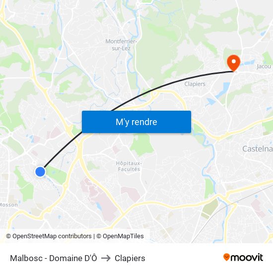 Malbosc - Domaine D'Ô to Clapiers map