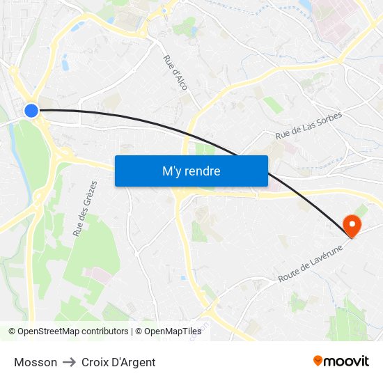 Mosson to Croix D'Argent map