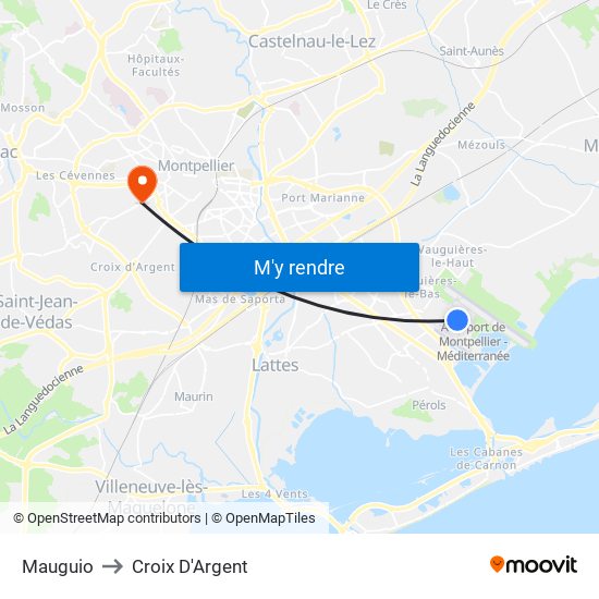 Mauguio to Croix D'Argent map