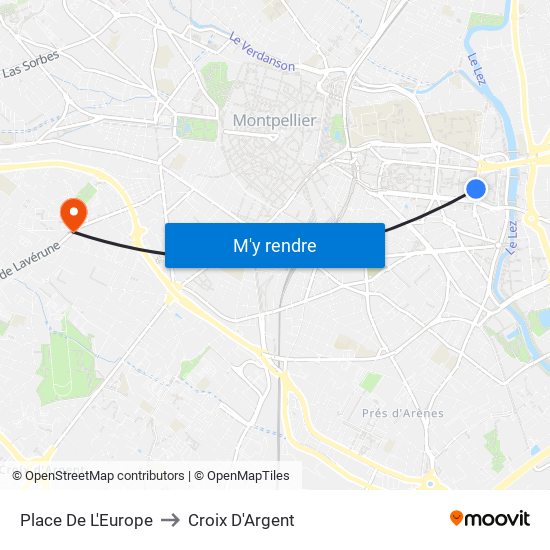Place De L'Europe to Croix D'Argent map