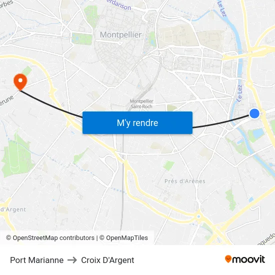 Port Marianne to Croix D'Argent map