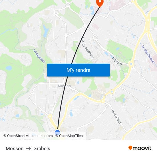 Mosson to Grabels map