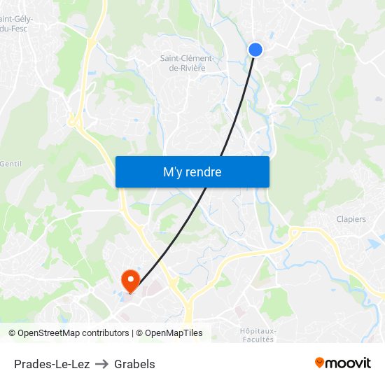 Prades-Le-Lez to Grabels map