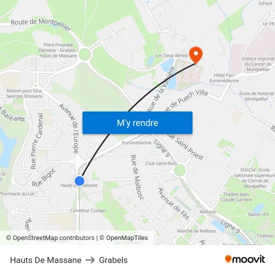 Hauts De Massane to Grabels map