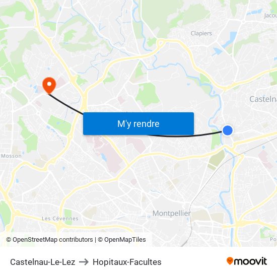 Castelnau-Le-Lez to Hopitaux-Facultes map