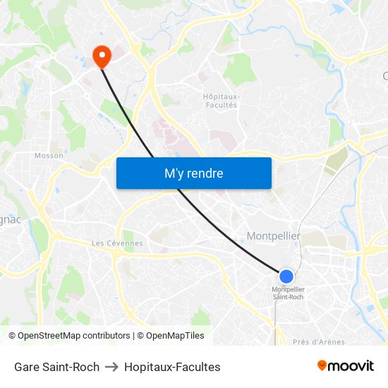 Gare Saint-Roch to Hopitaux-Facultes map