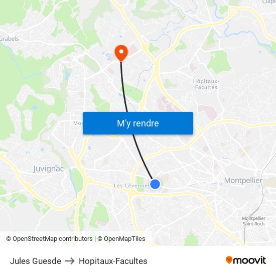 Jules Guesde to Hopitaux-Facultes map