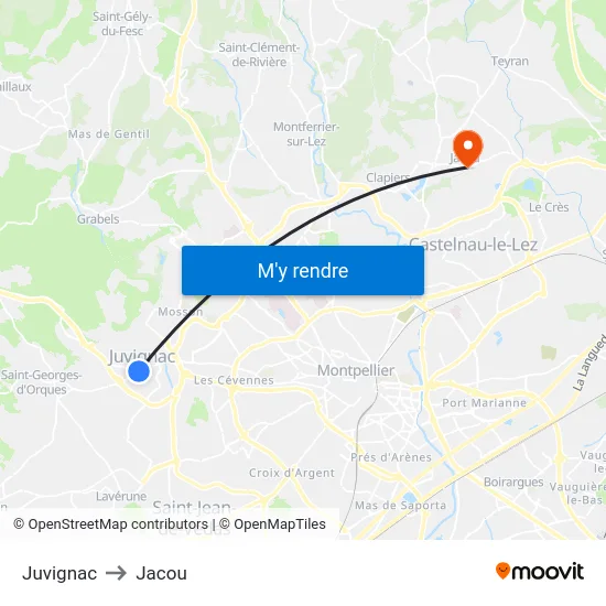 Juvignac to Jacou map