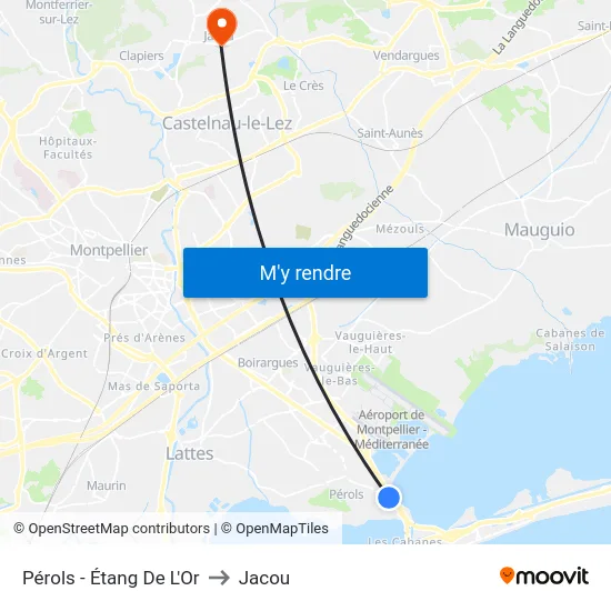 Pérols - Étang De L'Or to Jacou map