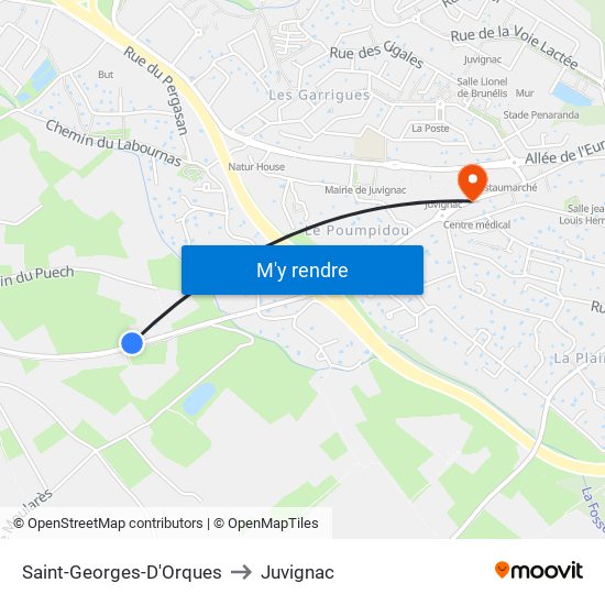 Saint-Georges-D'Orques to Juvignac map