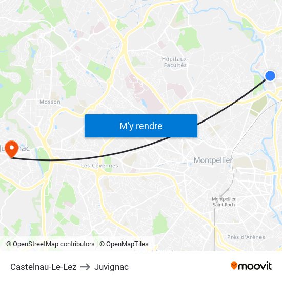 Castelnau-Le-Lez to Juvignac map