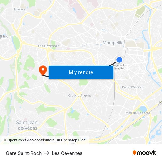 Gare Saint-Roch to Les Cevennes map